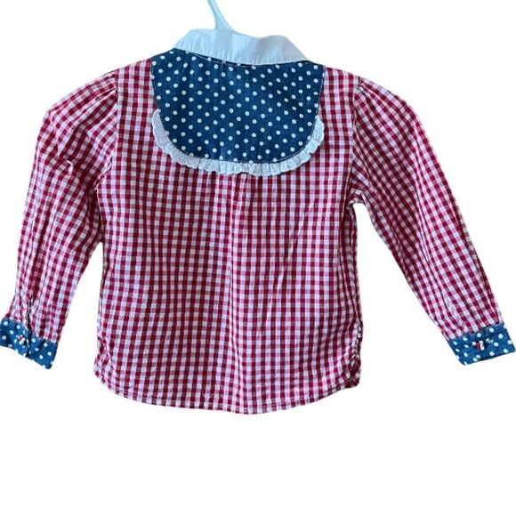 Vintage patriotic baby gingham blouse red white blue - Picture 6 of 9